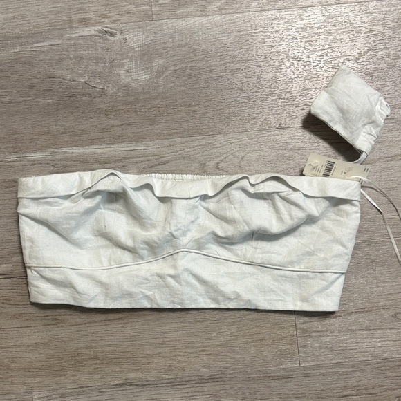 Maeve Soft Gray Strapless Crop Top - Picture 3 of 7